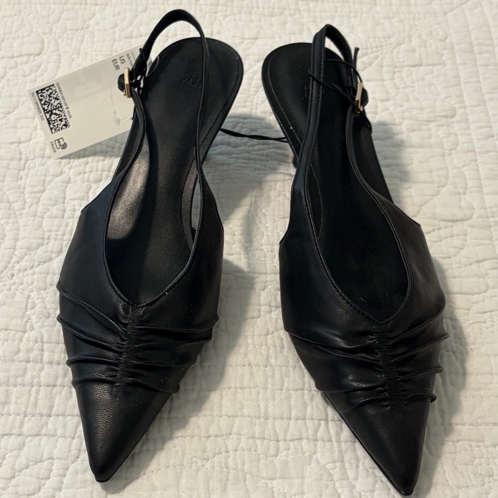 🍊NWT H&M Black Slingback Women's Kitten heel Shoes 8🍊